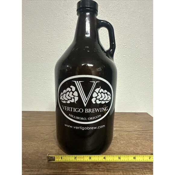Vertigo Brewing 64 fl. oz Amber Glass Growler Bottle Jug Hillsboro Oregon Beer - Picture 13 of 13